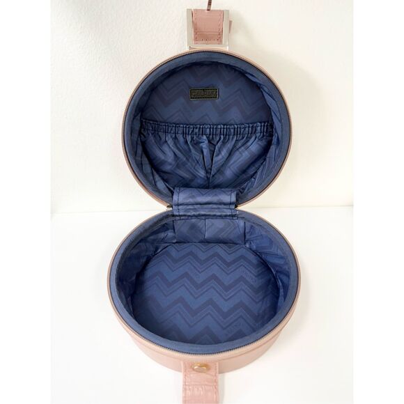 Calpak Luggage Rose Gold Round Baye Mini Hat Box Makeup Travel Case Bag - Picture 6 of 6